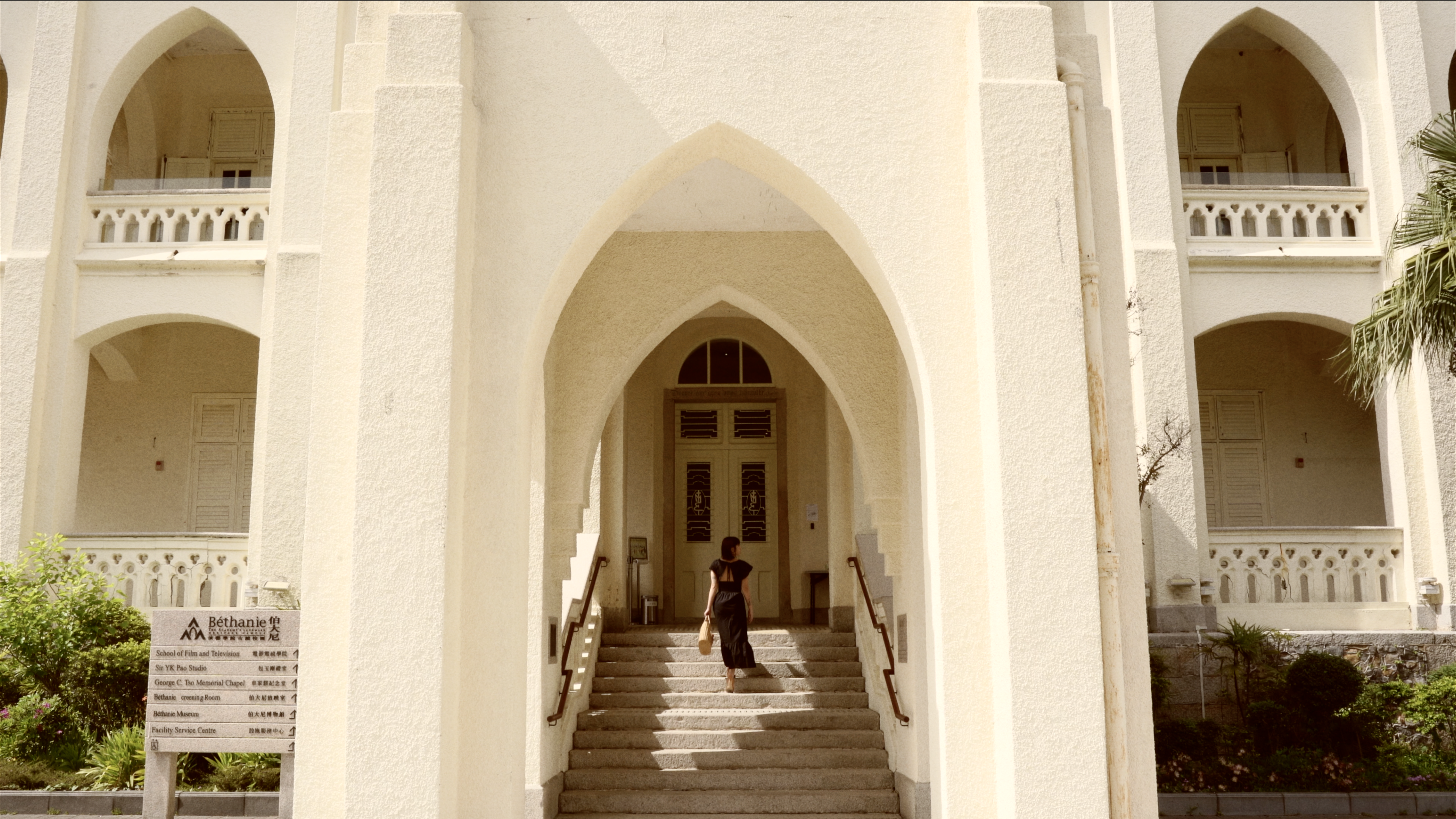 Angela walking to church