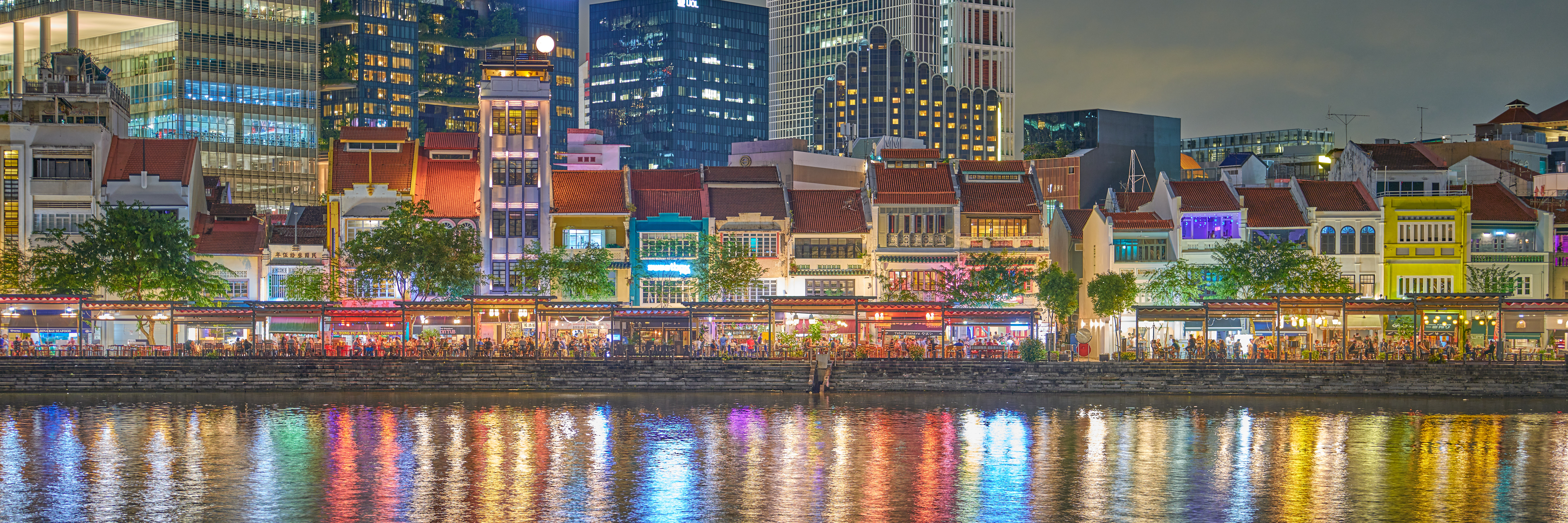 night shot of singapore river